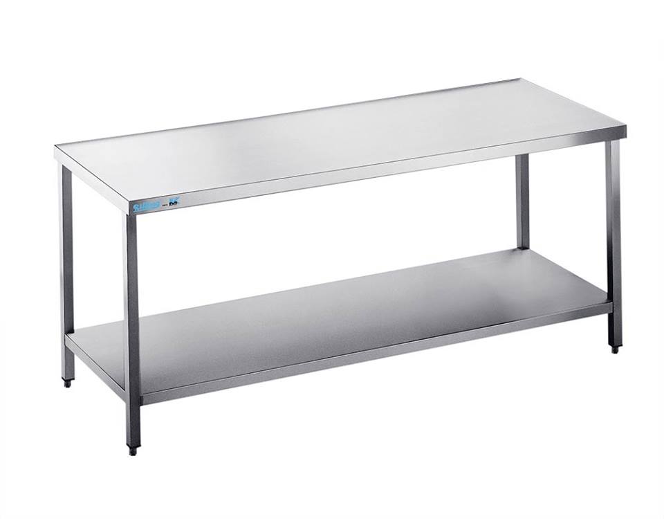 Arbejdsbord med hylde - uden bagkant - 600 mm x 1500 mm -0 Arbejdsbord med hylde - uden bagkant - 600 mm x 1500 mm -0