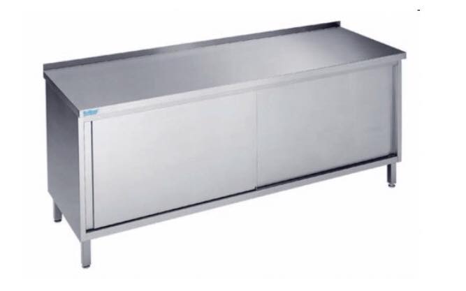 Arbejdsskab med skydedøre - med bagkant - 600 mm x 1500 mm-0 Arbejdsskab med skydedøre - med bagkant - 600 mm x 1500 mm-0