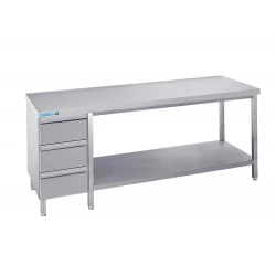 Arbejdsbord med en hylde og tre skuffer - uden bagkant - 700 mm x 1400 mm-0