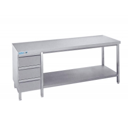 Arbejdsbord med en hylde og tre skuffer - uden bagkant - 700 mm x 1600 mm-0