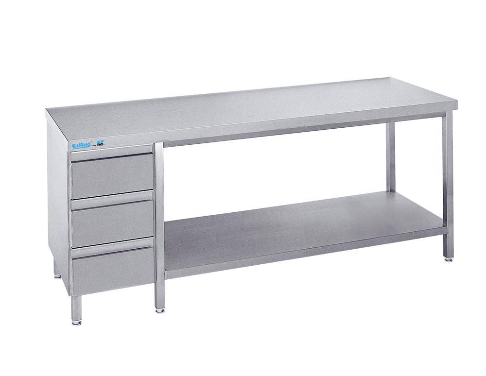Arbejdsbord med en hylde og tre skuffer - uden bagkant - 700 mm x 1600 mm-0
