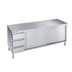 Arbejdsskab med låger og tre skuffer - uden bagkant - 700 mm x 800 mm -0